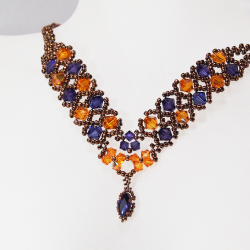 Necklace Copper brass - Double V Tierney Purple - Necklace Copper brass - Laiton cuivre